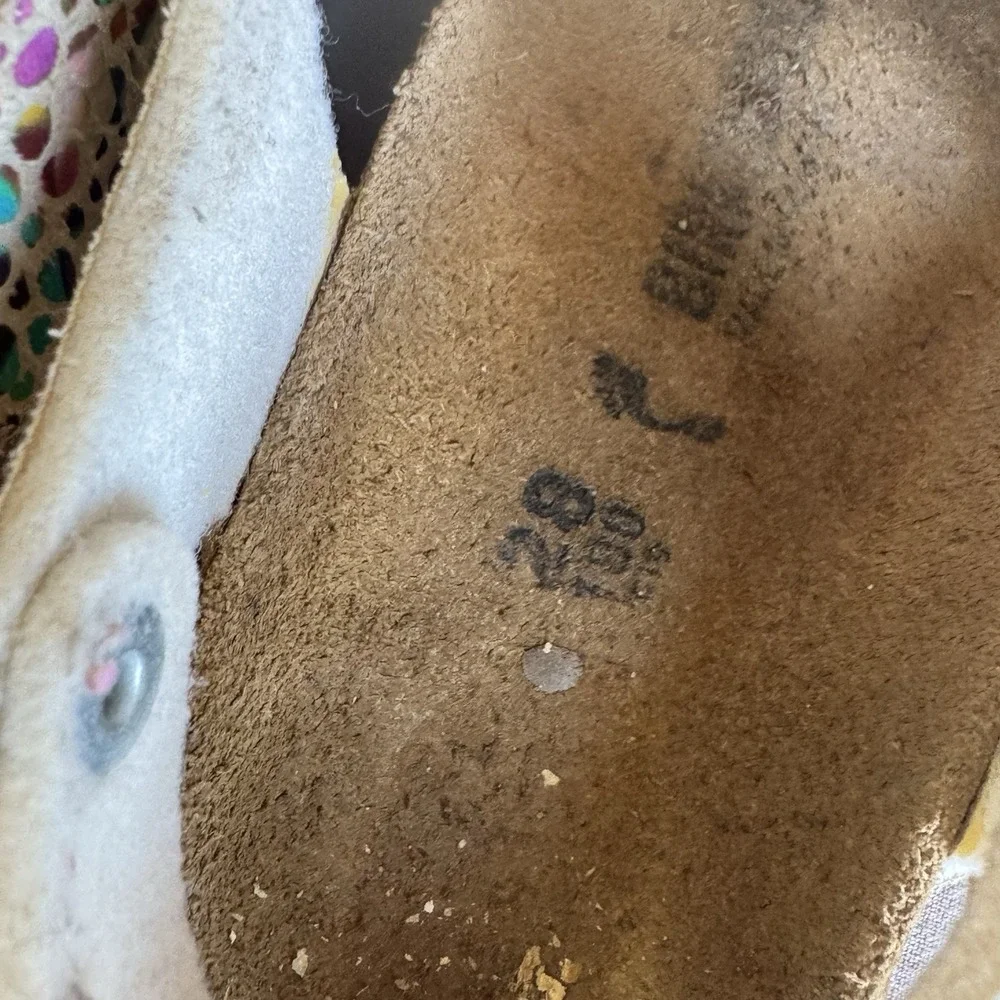Size 28/c10 - Birkenstock Girls' White Taormina Mosaic Sandals